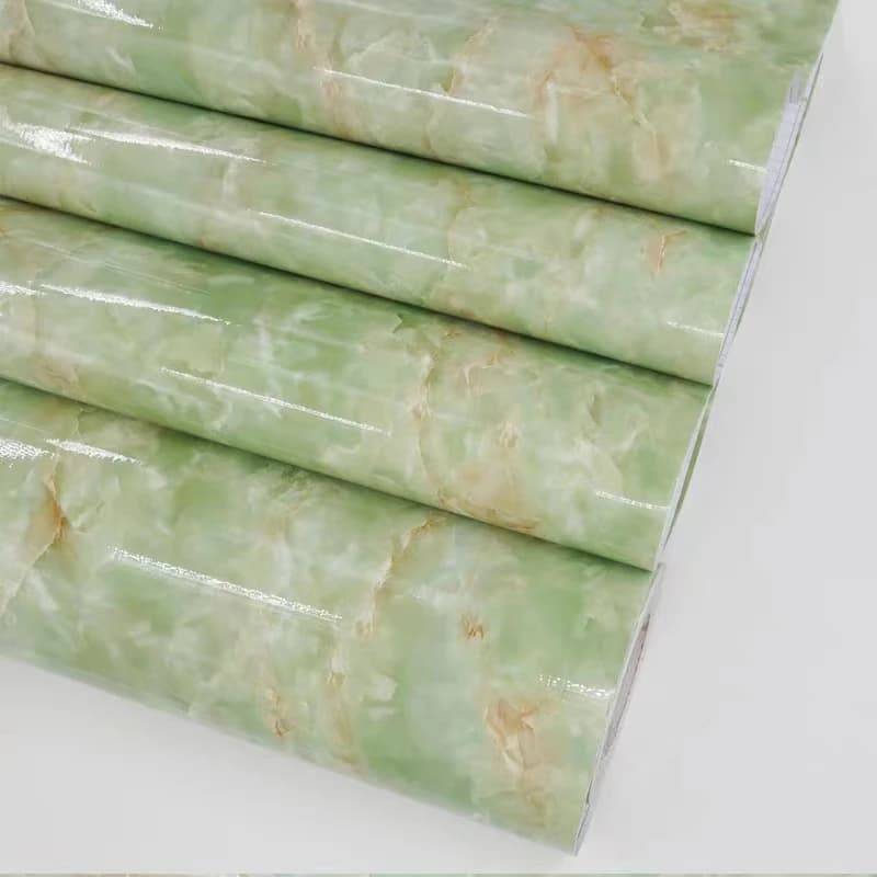 COWINLIFE DECO Modern Green Marble Self Adhesive Waterproof Contact Paper for Kitchen Countertop & Wall Stickers