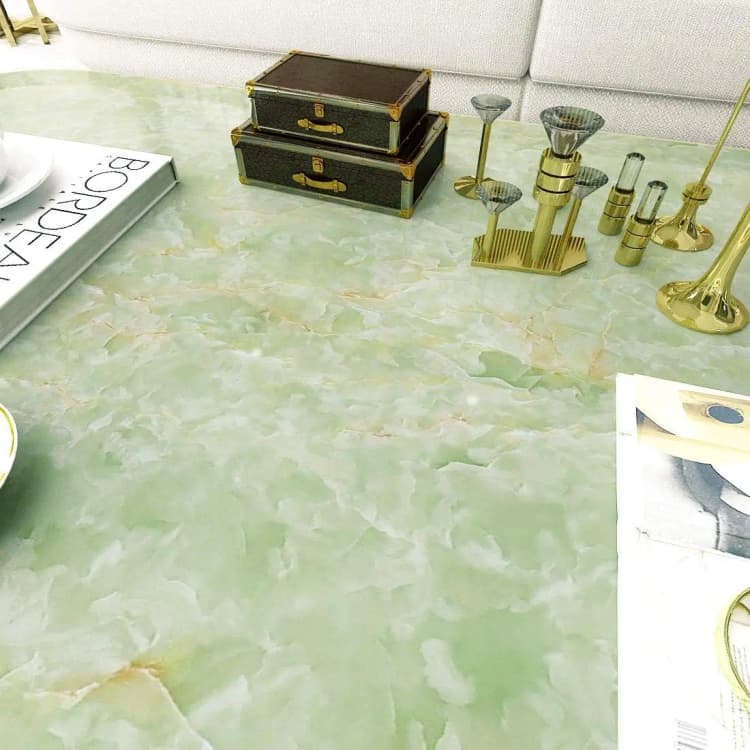 COWINLIFE DECO Modern Green Marble Self Adhesive Waterproof Contact Paper for Kitchen Countertop & Wall Stickers detail 3