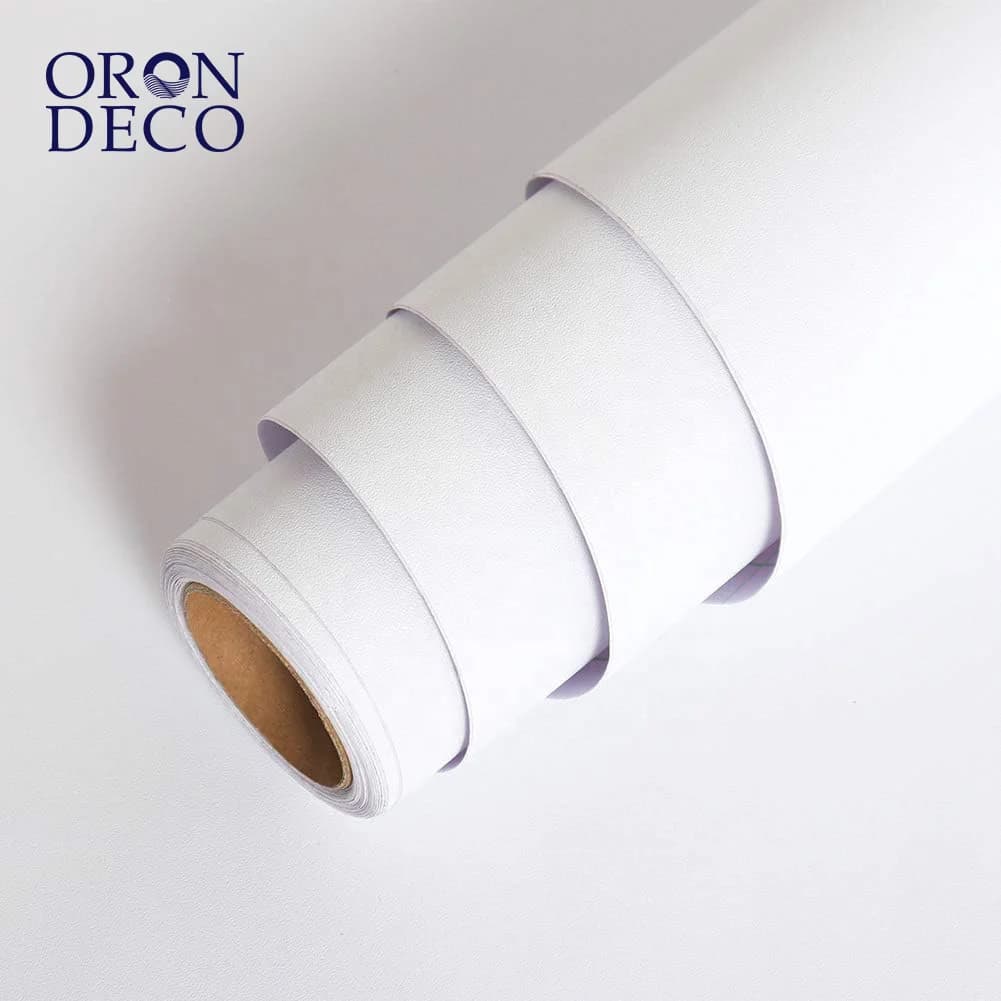 COWINLIFE DECO Modern Matte White PVC Wallpaper Peel Stick Self-Adhesive Waterproof Solid Geometric Wall Stickers Vinyl Kitchen