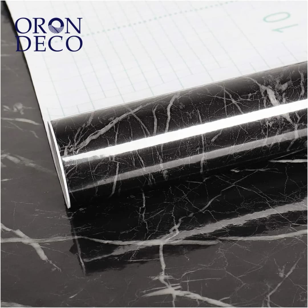 COWINLIFE DECO Modern Black Marble Self-Adhesive Removable Waterproof PVC Wallpaper for Kitchen & Home Table Decor