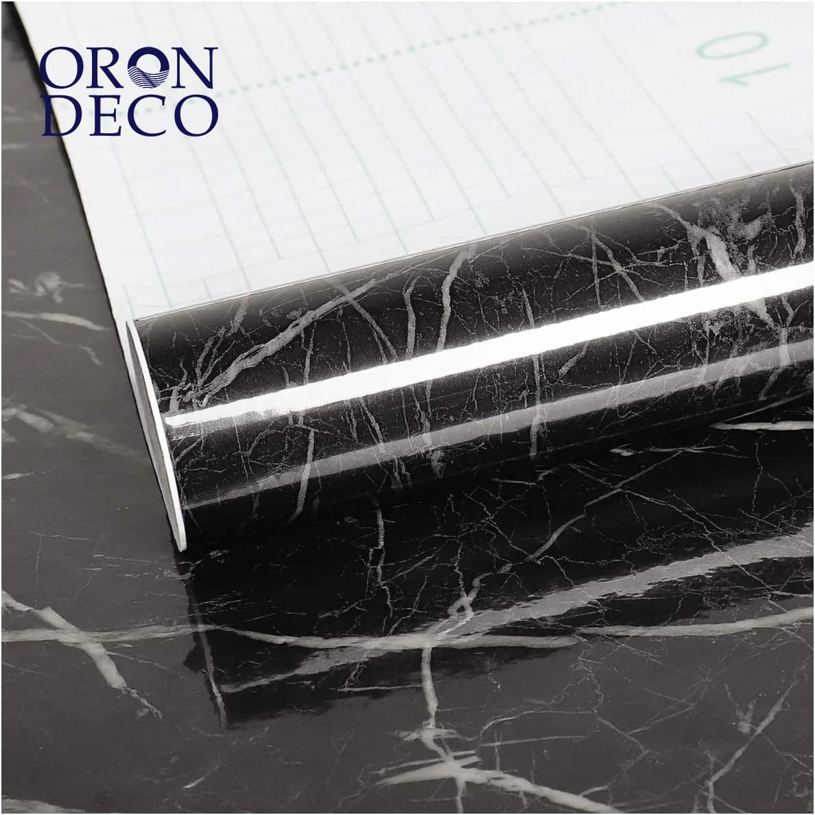 COWINLIFE DECO Modern Black Marble Self-Adhesive Removable Waterproof PVC Wallpaper for Kitchen & Home Table Decor