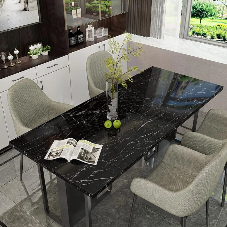 COWINLIFE DECO Modern Black Marble Self-Adhesive Removable Waterproof PVC Wallpaper for Kitchen & Home Table Decor detail 4