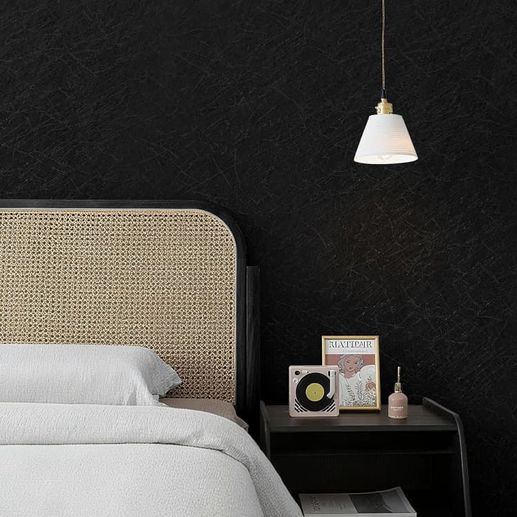 COWINLIFE DECO Modern Waterproof Peel Stick Wallpaper Black Silk Textured Contact Paper Self Adhesive Vinyl for Bedroom Living Room detail 2