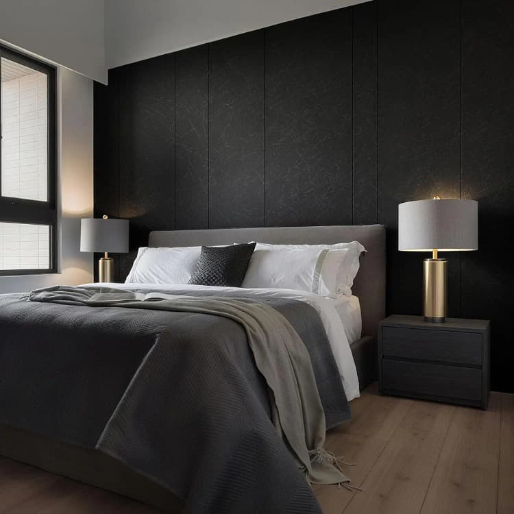 COWINLIFE DECO Modern Waterproof Peel Stick Wallpaper Black Silk Textured Contact Paper Self Adhesive Vinyl for Bedroom Living Room detail 5