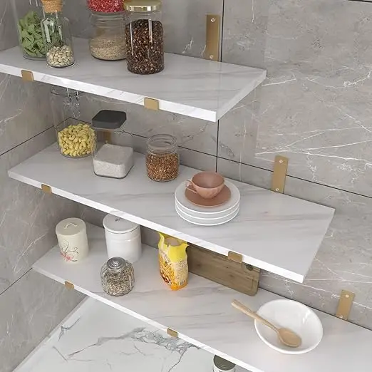 COWINLIFE DECO Waterproof Glossy White Geometric 3D Self Adhesive Vinyl Wallpaper for Bedroom Kitchen Cabinet Sticker detail 2