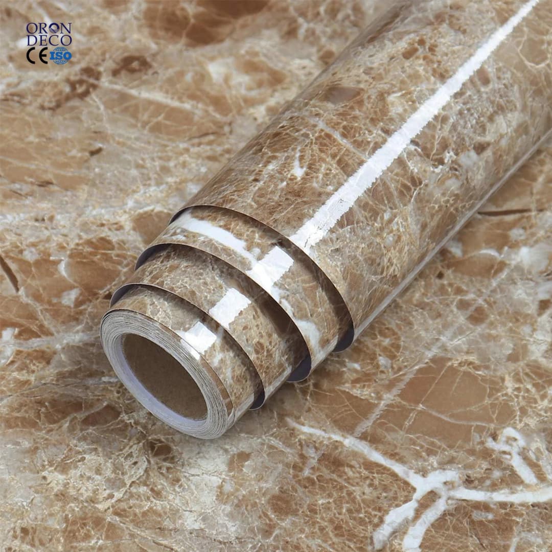 COWINLIFE DECO Marble Self Adhesive Waterproof Bathroom Wall Sticker 3D Wallpaper Roll for Dining Table and Home Decor