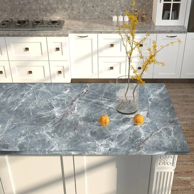 COWINLIFE High Glossy 3D Marble Waterproof Kitchen Wall Paper Peel and Stick Self Adhesive Modern Rolls for Wall Decor detail 2