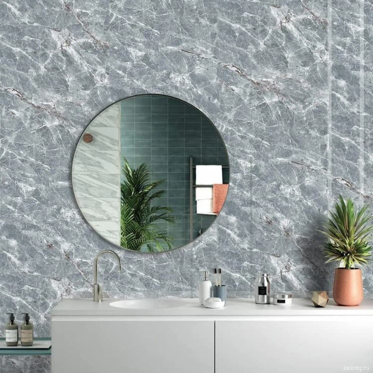 COWINLIFE High Glossy 3D Marble Waterproof Kitchen Wall Paper Peel and Stick Self Adhesive Modern Rolls for Wall Decor detail 4