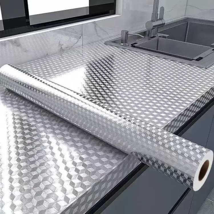 COWINLIFE DECO 3D Golden PVC Self-adhesive Waterproof Mould-proof Metallic Oil Proof Modern Geometric Kitchen Wall Sticker Vinyl Home detail 3