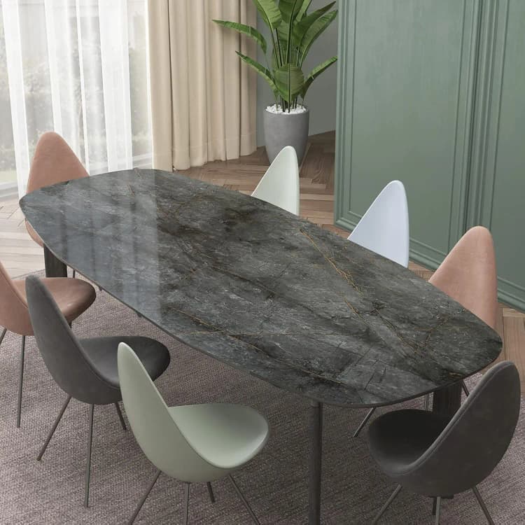 COWINLIFE Modern Dark Grey 3D Glossy PVC Vinyl Marble Sticker Peel Stick Wallpaper Removable Self-Adhesive for Kitchen Home Decor detail 5