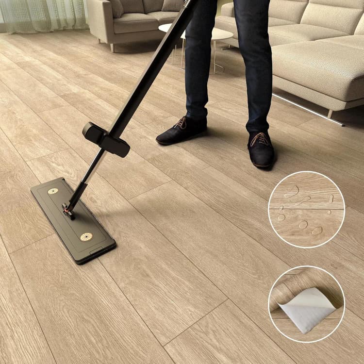 COWINLIFE DECO Removable Self Adhesive Waterproof Indoor Living Room Floor Tiles Luxury Vinyl Flooring Modern Design detail 2