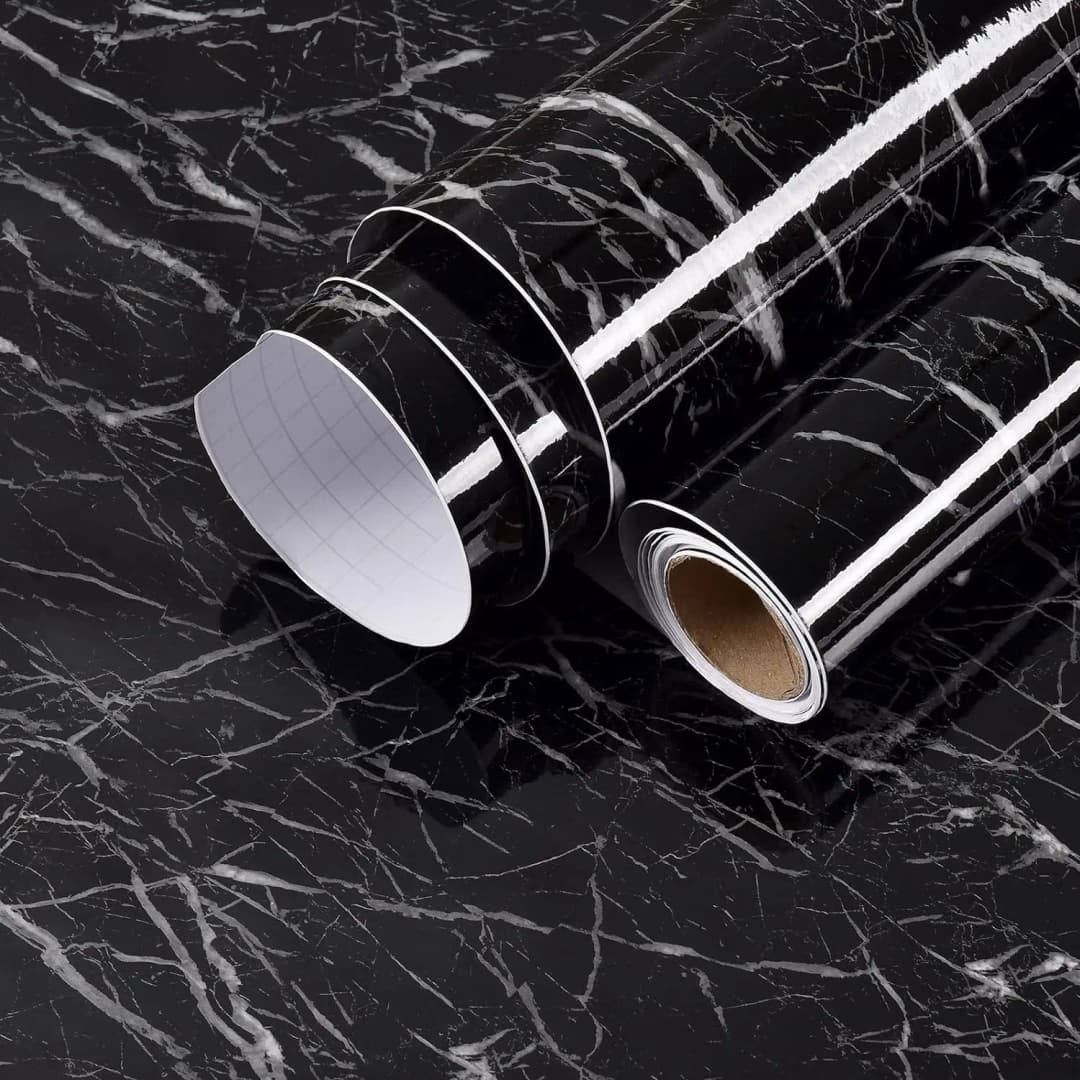 COWINLIFE Hot Selling Black Self Adhesive Modern Waterproof PVC Mould-Proof Marble Design Wall Paper Roll for Kitchen Home Decor