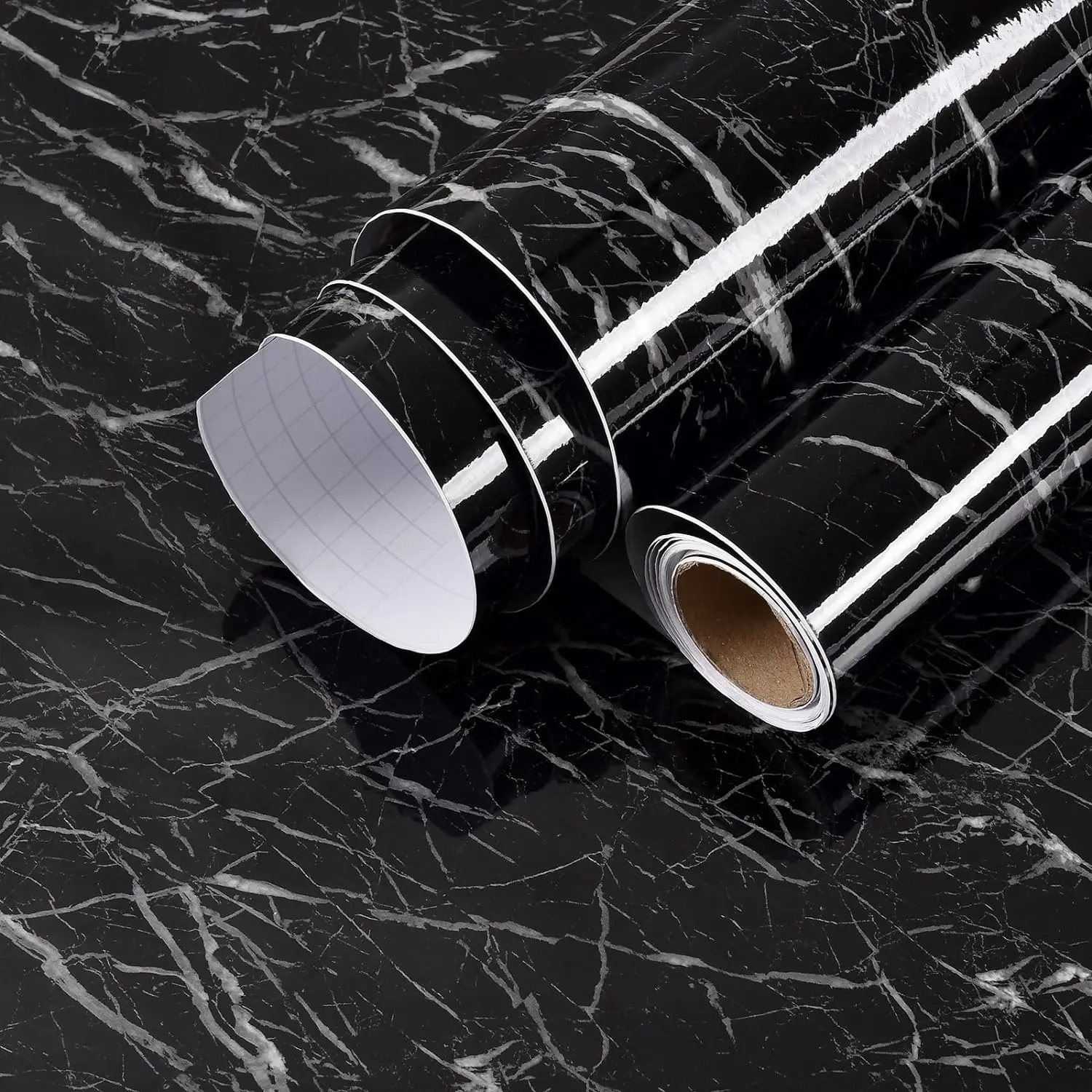 COWINLIFE Hot Selling Black Self Adhesive Modern Waterproof PVC Mould-Proof Marble Design Wall Paper Roll for Kitchen Home Decor