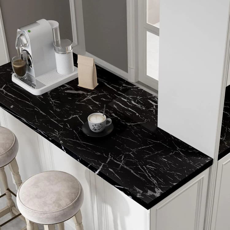 COWINLIFE Hot Selling Black Self Adhesive Modern Waterproof PVC Mould-Proof Marble Design Wall Paper Roll for Kitchen Home Decor detail 2