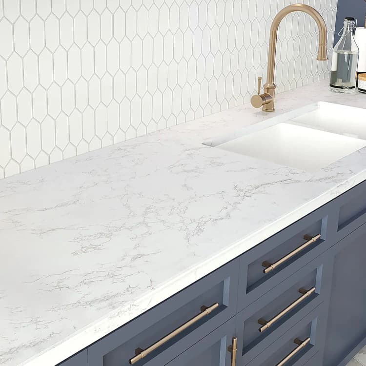 COWINLIFE DECO Modern White Marble Self-Adhesive Glossy Wall Stickers Oil-Proof Kitchen & Living Room 3D Waterproof Removable detail 2