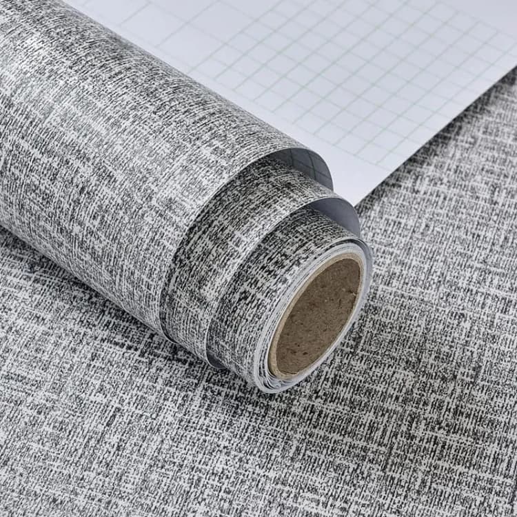 COWINLIFE DECO Textured Fabric Faux Grasscloth Self-Adhesive Waterproof Removable Wallpaper for Bedroom detail 1