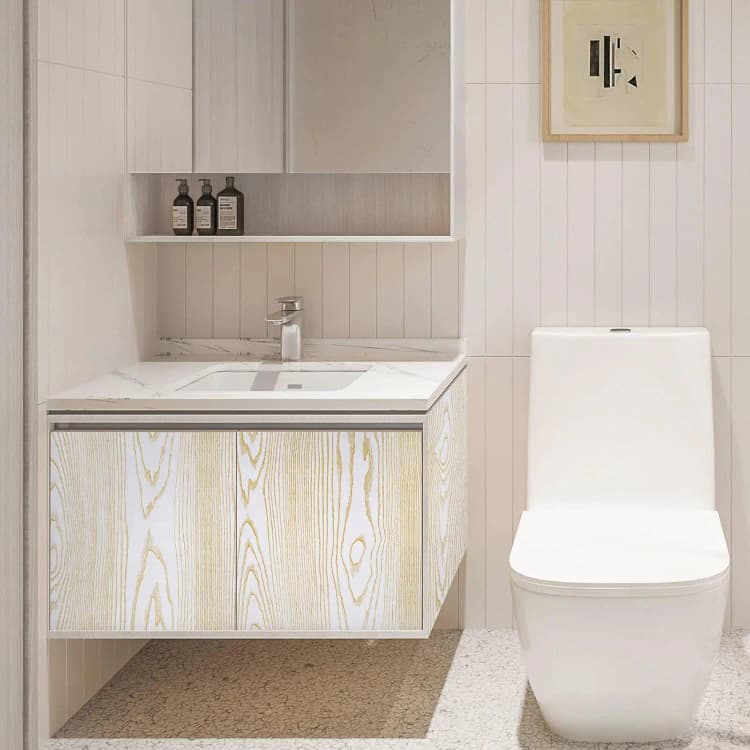 COWINLIFE DECO Modern Gold White Waterproof Self-Adhesive Wood Grain PVC Removable Wallpaper for Household Use detail 4