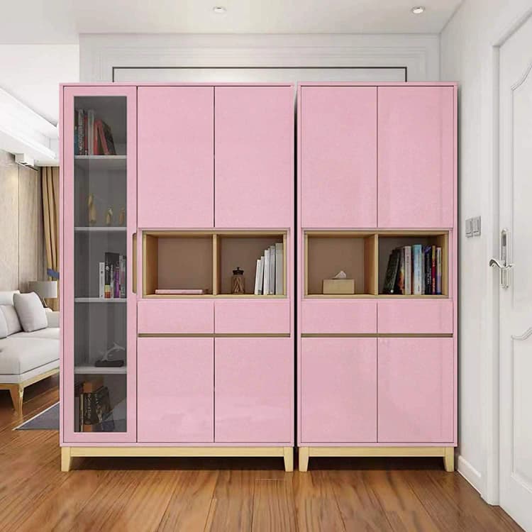 COWINLIFE DECO Modern Pink Glitter Glossy Self-Adhesive PVC Vinyl Wallpaper Waterproof & Soundproof Peel & Stick for Kitchen Cabinets detail 3