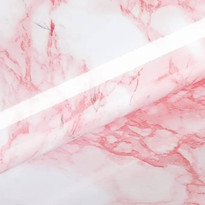 Modern PVC Vinyl Marble Wallpaper Pink Roll Peel and Stick for Table Kitchen Self Adhesive Removable Waterproof detail 2