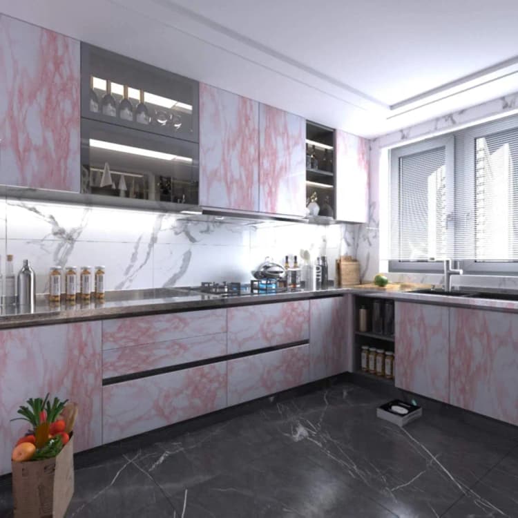 Modern PVC Vinyl Marble Wallpaper Pink Roll Peel and Stick for Table Kitchen Self Adhesive Removable Waterproof detail 3