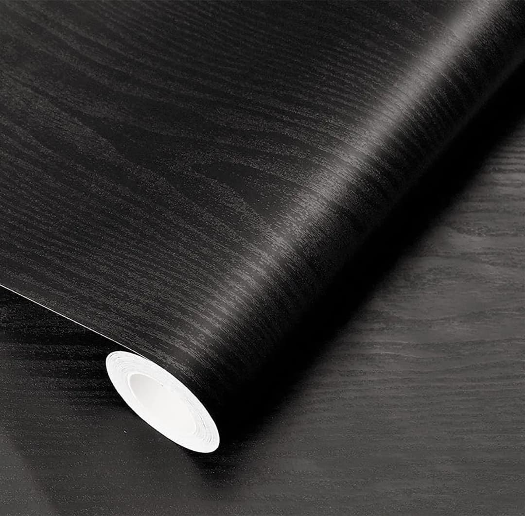 COWINLIFE DECO Thick Black PVC Waterproof Fireproof Peel & Stick Self-Adhesive Wallpaper Wall Sticker Furniture Easy Clean