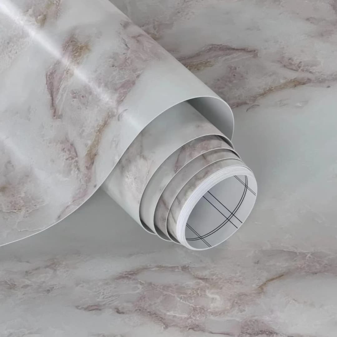 COWINLIFE DECO Matte Waterproof 3D Golden White Marble Peel Stick PVC Self Adhesive Wallpaper for Kitchen & Living Room Mould-Proof
