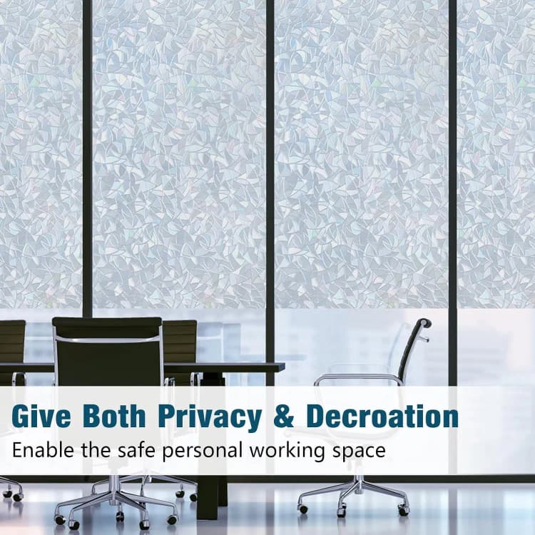 COWINLIFE PVC Frosted Mosaic Window Privacy Film Stained Decorative Clings Stickers Rainbow Glass Film Tint Home Decor detail 5