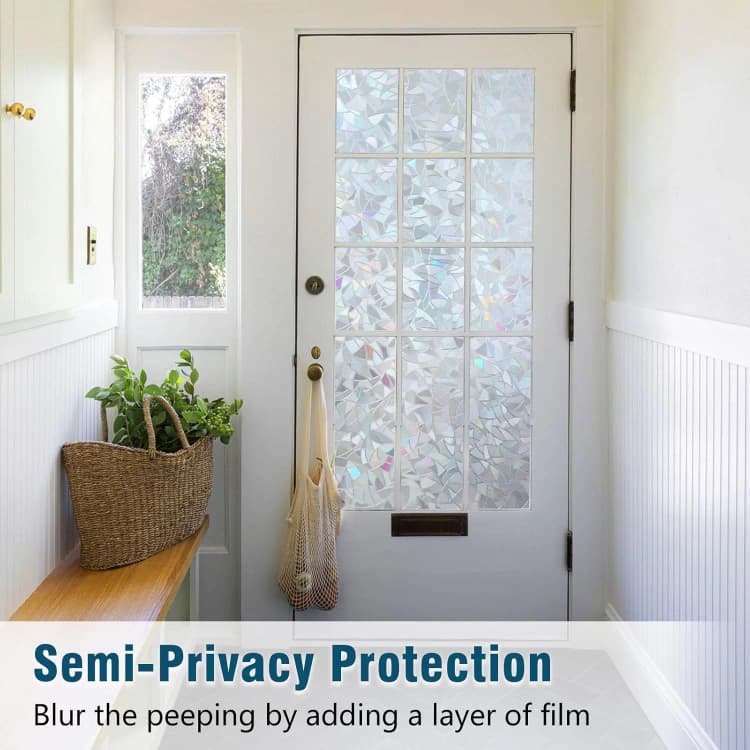 COWINLIFE PVC Frosted Mosaic Window Privacy Film Stained Decorative Clings Stickers Rainbow Glass Film Tint Home Decor detail 6
