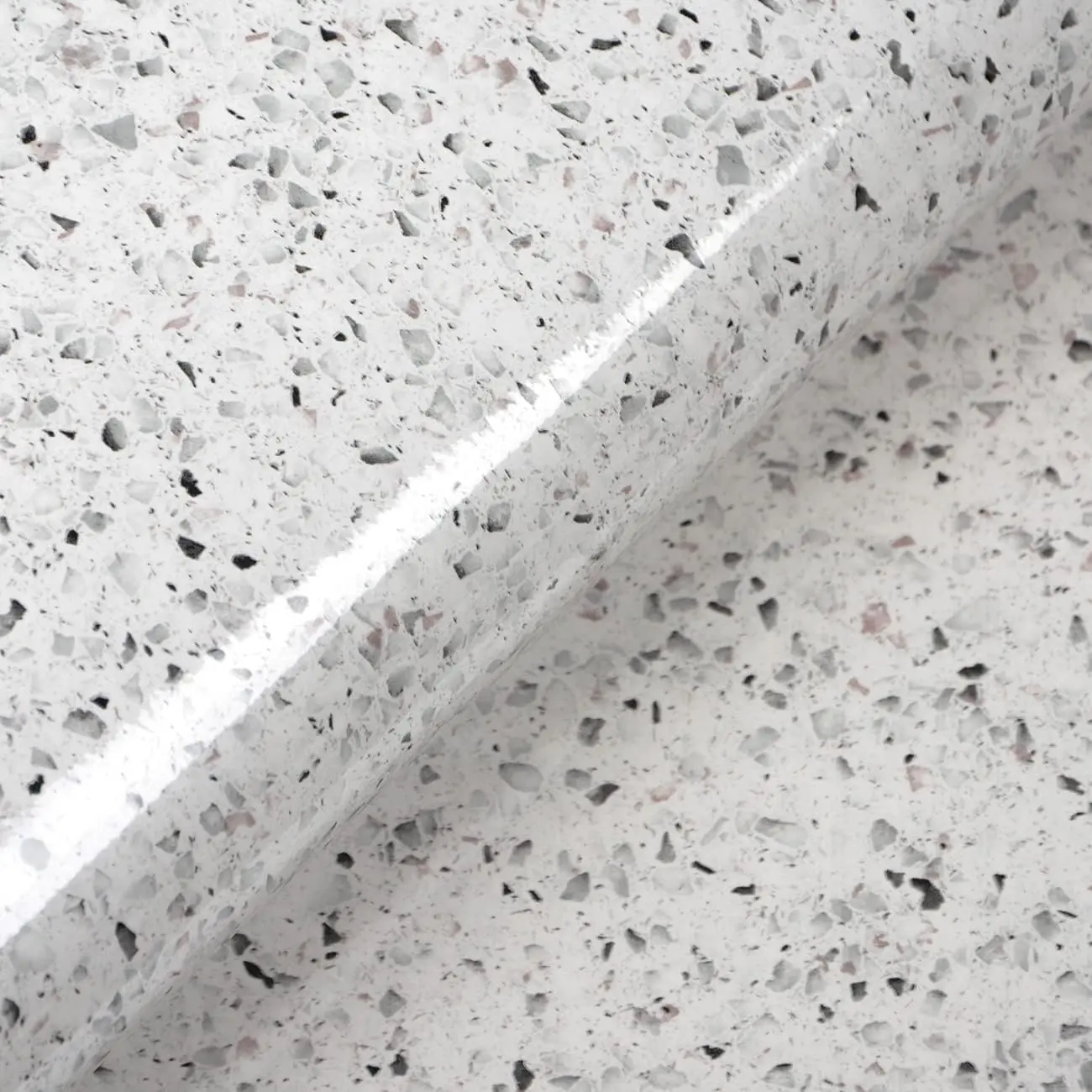 COWINLIFE DECO Waterproof Glossy White Granite Peel Stick Marble Sticker Self Adhesive Film Contact Paper for Kitchen Countertops