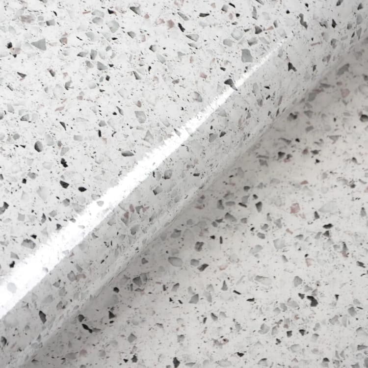 COWINLIFE DECO Waterproof Glossy White Granite Peel Stick Marble Sticker Self Adhesive Film Contact Paper for Kitchen Countertops detail 1