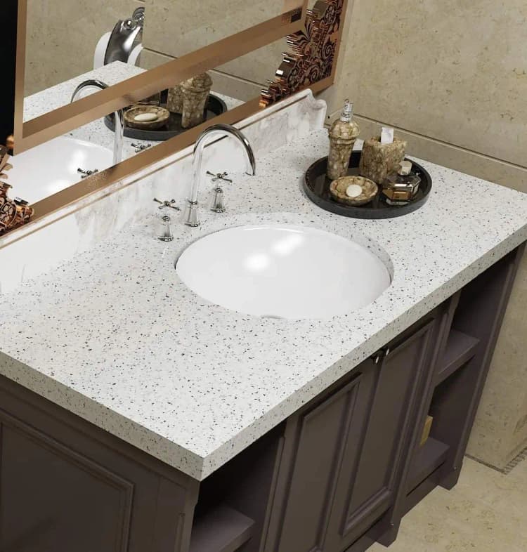 COWINLIFE DECO Waterproof Glossy White Granite Peel Stick Marble Sticker Self Adhesive Film Contact Paper for Kitchen Countertops detail 5