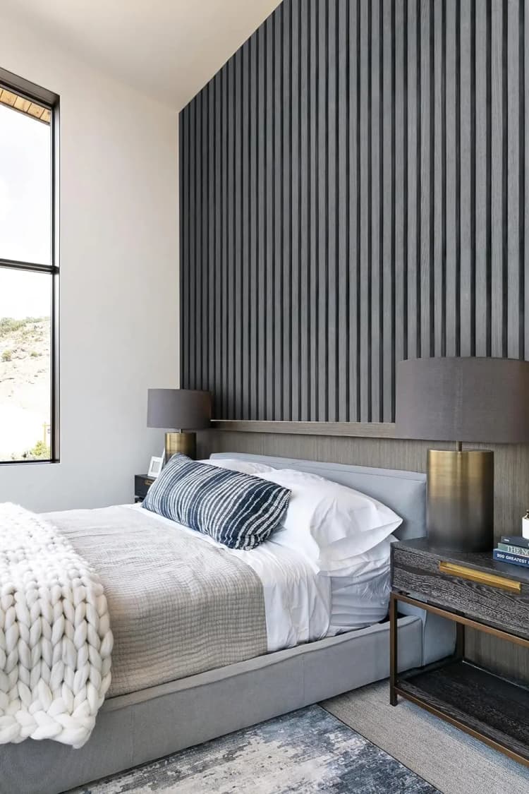 COWINLIFE 3D Removable Waterproof Self Adhesive Grey Wooden Slat Wallpaper Peel and Stick for Modern Living Room Cabinets detail 5