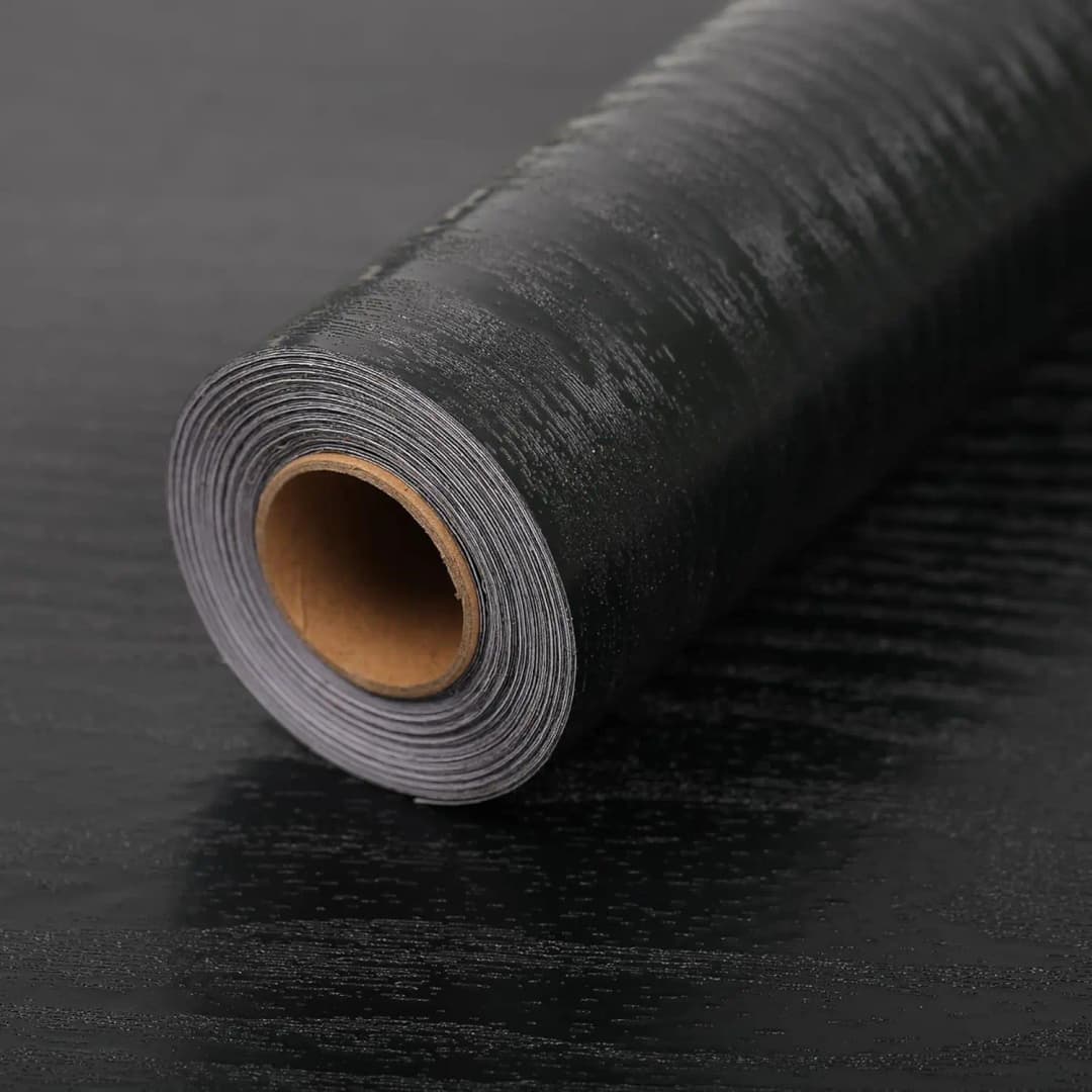 COWINLIFE Modern Wood Texture Self Adhesive Waterproof Wallpaper Easy to Paste Rolls for Kitchen Cabinets-Black Customizable Sizes