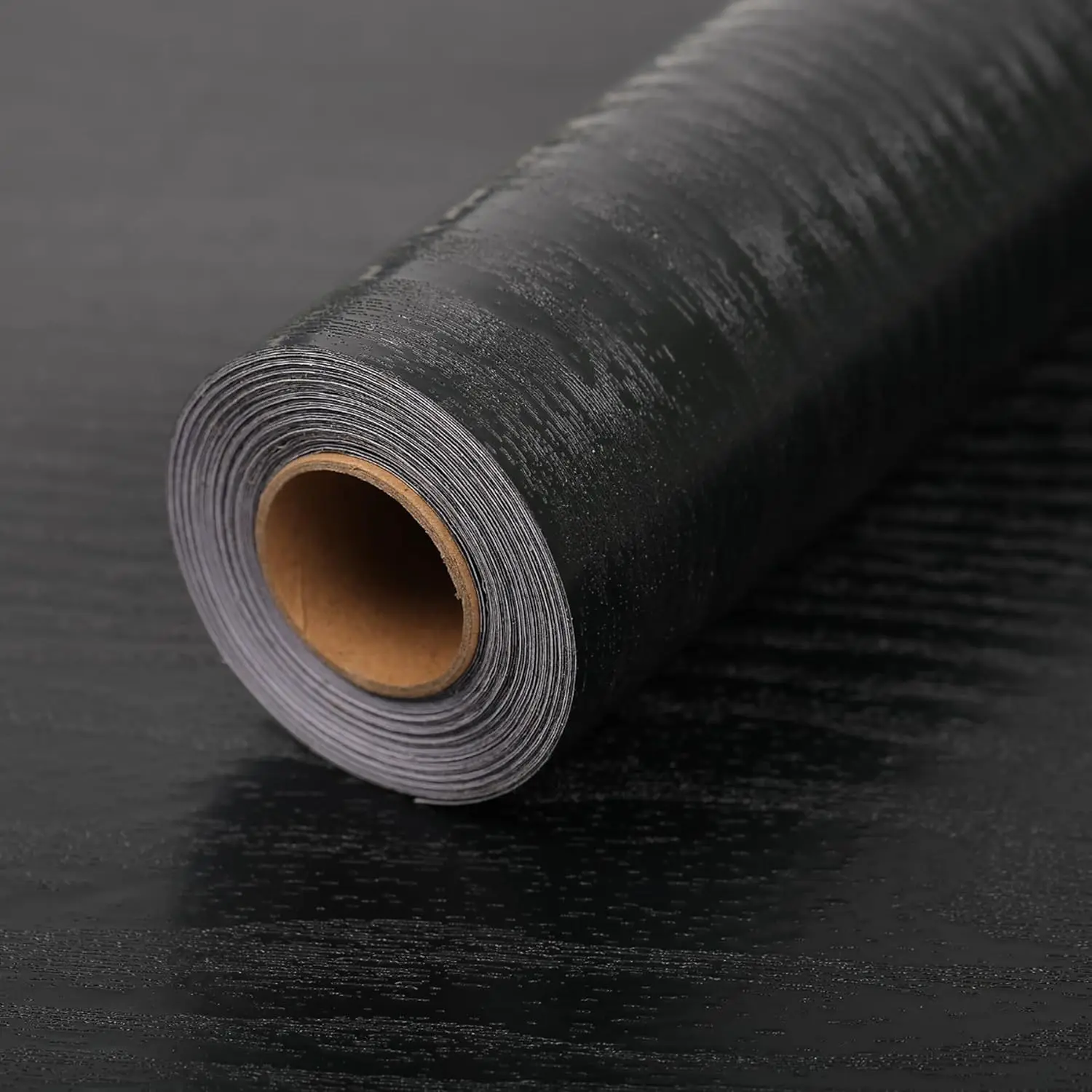 COWINLIFE Modern Wood Texture Self Adhesive Waterproof Wallpaper Easy to Paste Rolls for Kitchen Cabinets-Black Customizable Sizes