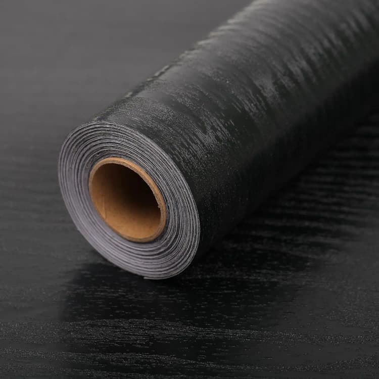 COWINLIFE Modern Wood Texture Self Adhesive Waterproof Wallpaper Easy to Paste Rolls for Kitchen Cabinets-Black Customizable Sizes detail 1