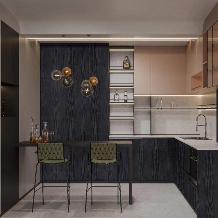 COWINLIFE Modern Wood Texture Self Adhesive Waterproof Wallpaper Easy to Paste Rolls for Kitchen Cabinets-Black Customizable Sizes detail 4
