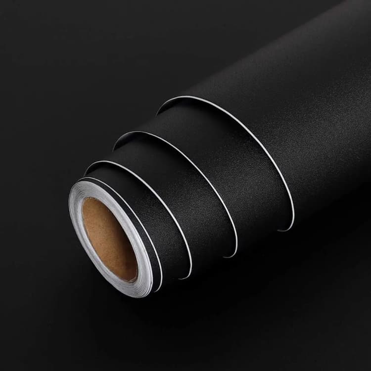 COWINLIFE Matte Black Contact Paper Peel and Stick Kitchen Vinyl Wrap Self Adhesive Solid Wall Wallpaper for Living Room detail 1