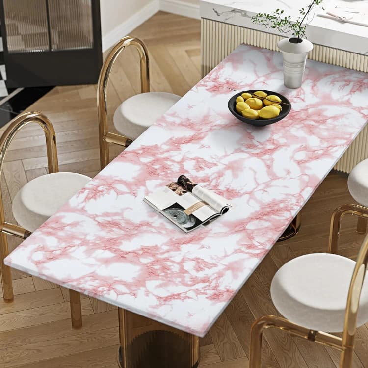 COWINLIFE DECO Waterproof Pink Vinyl Marble Sticker Peel and Stick Kitchen Wall Sticker PVC Self Adhesive Wallpaper Kitchen Wrap detail 3