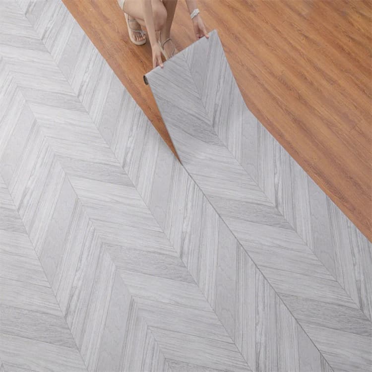 COWINLIFE Peel and Stick Tiles Floor Stickers Herringbone Wood PVC  Waterproof Self Adhesive Vinyl Flooring for Home Decor Interior detail 5
