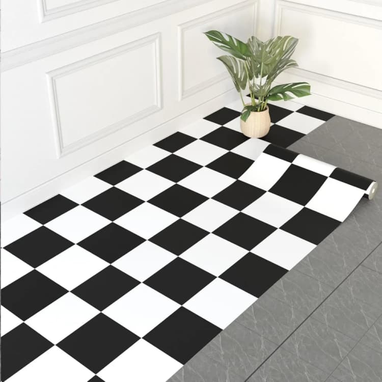 COWINLIFE DECO Vinyl Flooring Self Adhesive Waterproof Black White Modern Roll Decorative Sticker Covering Floor Bedroom Factory detail 2