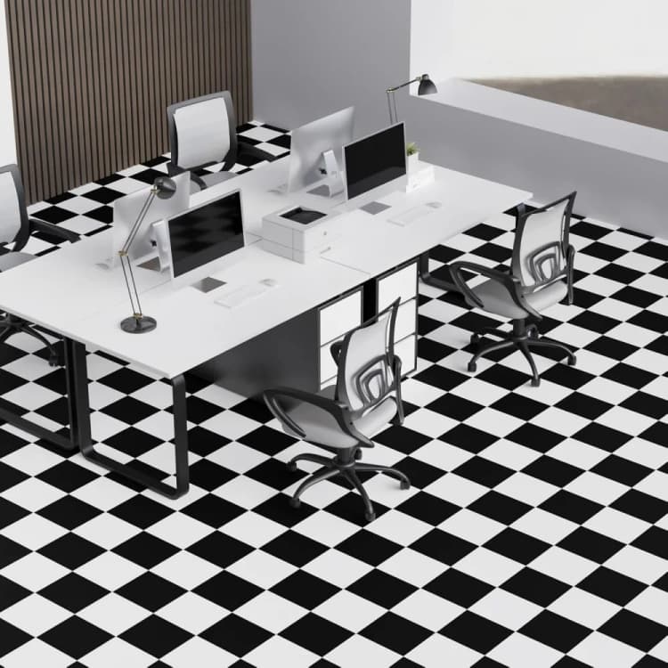 COWINLIFE DECO Vinyl Flooring Self Adhesive Waterproof Black White Modern Roll Decorative Sticker Covering Floor Bedroom Factory detail 4
