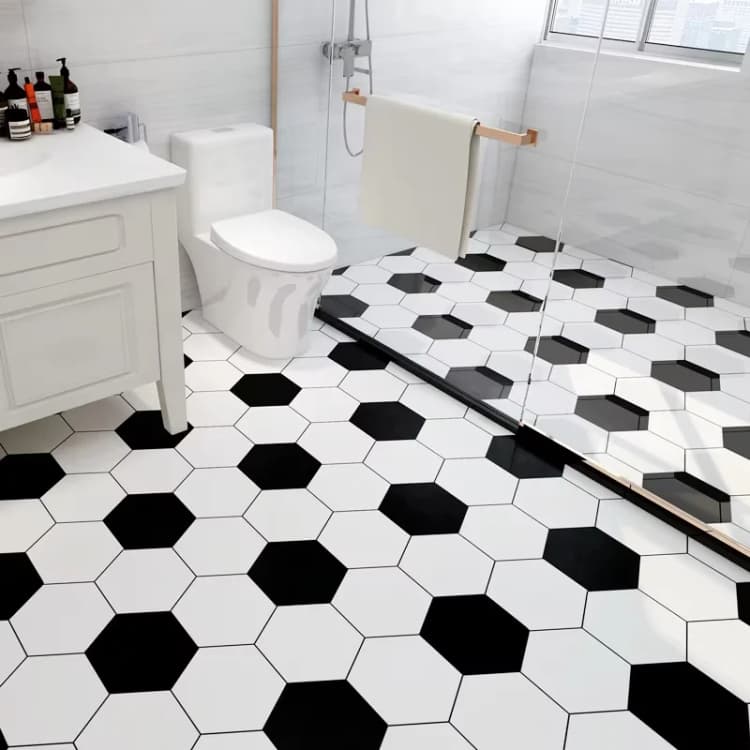 COWINLIFE DECO Vinyl Flooring Self Adhesive Waterproof Black White Modern Roll Decorative Sticker Covering Floor Bedroom Factory detail 5