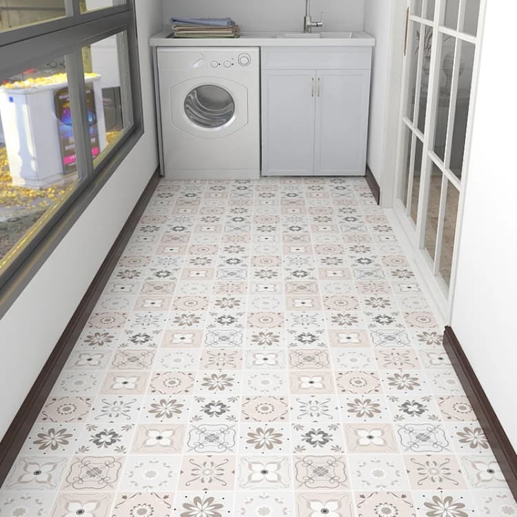 3D Custom Geometric Pattern Waterproof Floor Stickers Bright Colour PVC Self Adhesive Wallpaper for Kitchen Floor Decoration detail 3