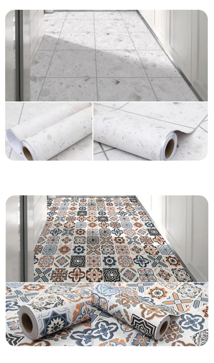 3D Custom Geometric Pattern Waterproof Floor Stickers Bright Colour PVC Self Adhesive Wallpaper for Kitchen Floor Decoration detail 6