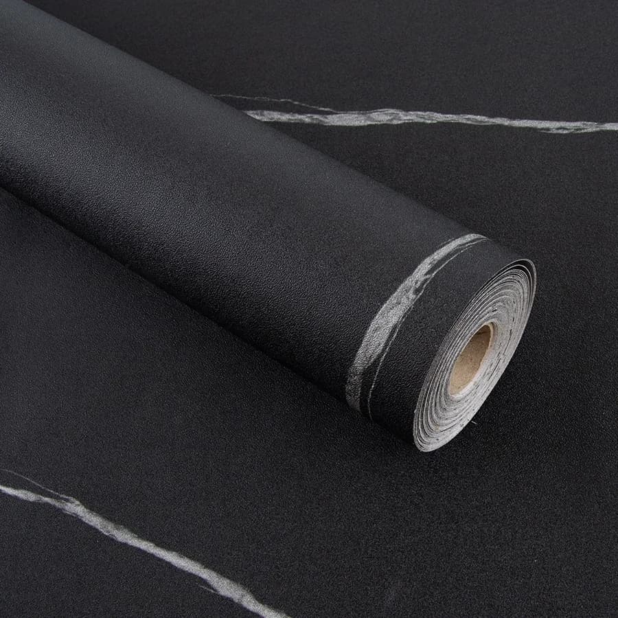 COWINLIFE DECO Black Silver Marble Waterproof Peel Stick Wallpaper Vinyl Self Adhesive Modern Sticker Home Furniture Decorative Films