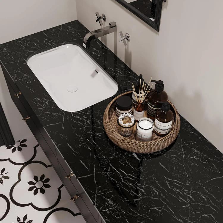 COWINLIFE Modern Black Peel and Stick Waterproof PVC Self Adhesive Marble Design Wall Paper Rolls for Kitchen Mold-Proof Wall Decor detail 5