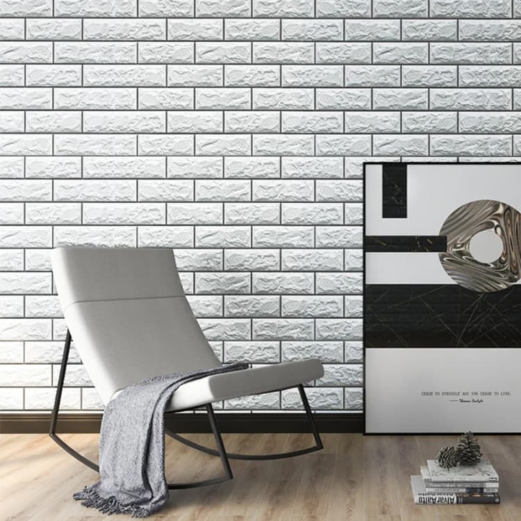 COWINLIFE DECO White Stone Sticker Roll 3D Brick PVC Self-Adhesive Waterproof Wallpaper Modern Kids Style Home Decoration detail 2