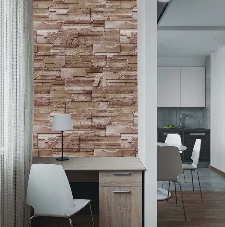 COWINLIFE DECO White Stone Sticker Roll 3D Brick PVC Self-Adhesive Waterproof Wallpaper Modern Kids Style Home Decoration detail 3
