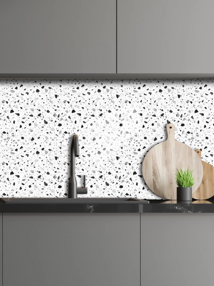 COWINLIFE DECO Glossy Self-Adhesive Waterproof Mould-Proof Peel Stick 4-Color Terrazzo Marble Wall Decor Sticker Wallpaper Rolls detail 2