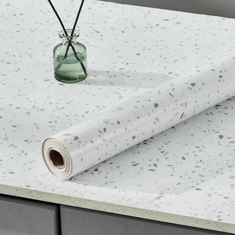 COWINLIFE DECO Glossy Self-Adhesive Waterproof Mould-Proof Peel Stick 4-Color Terrazzo Marble Wall Decor Sticker Wallpaper Rolls detail 4